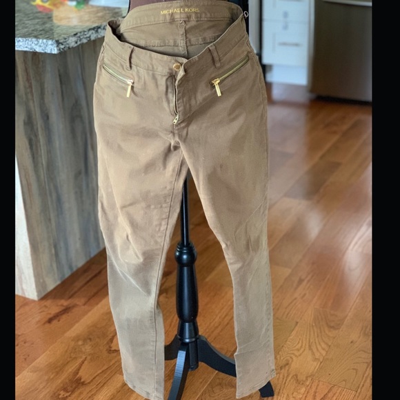 Michael Kors Denim - Michael Kors Brown Jeans w Gold Zippers Michael Kors Denim - Michael Kors Brown Jeans w Gold Zippers